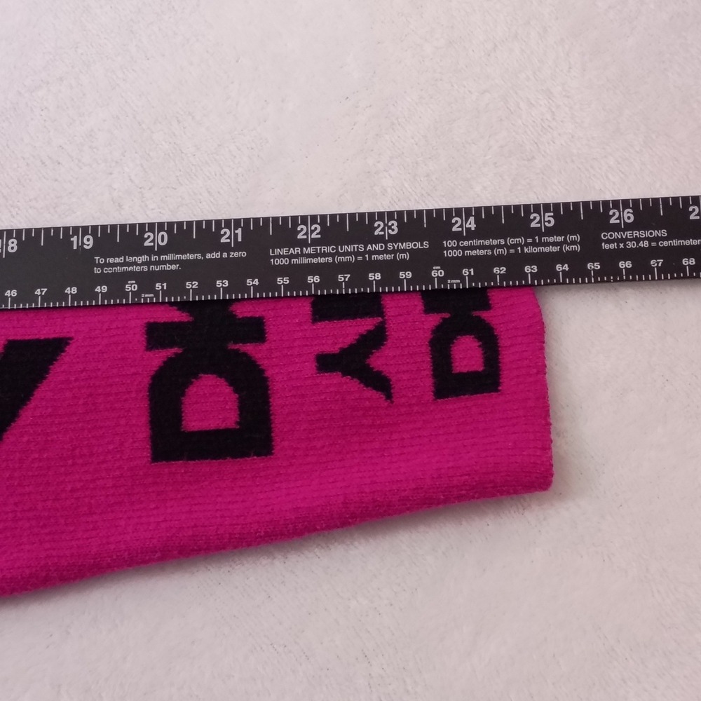DKNY Womens Fuchsia Pink Black All Over Logo Ribbed Knit Sweater Large - Picture 7 of 8